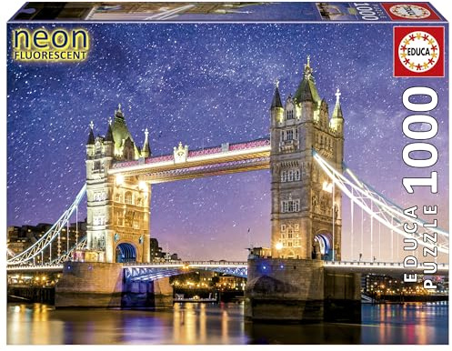 Educa - Puzzle de 1000 pièces pour Adultes ui Brille dans l'obscurité | Tower Bridge, Londres ´Neon´ | À partir de 14 Ans (19930)