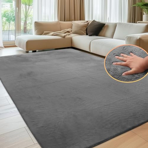Sour Lemon Weiche Teppich Wohnzimmer, Glatt Teppich aus Kaninchenfell Kurzflor rutschfest,Anti-Rutsch Carpet für Schlafzimmer Raumdekoration,Teppichbereich 200x300cm