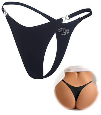 comeondear Brazilian Slip Damen Seamless String Tanga Sexy Dünn Mini G String Bikini Sexy Unterwäsche für Frau Erotisch Große Größen Höschen Dessous Reizwäsche Curvy Unterhosen Übergröße(Schwarz,L)