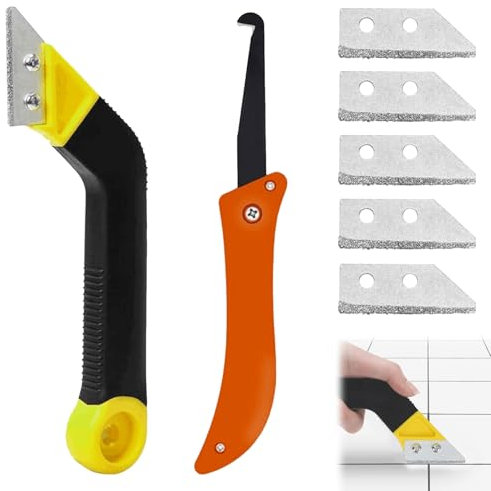Grattoir Joint Carrelage,5 Couteaux De Rechange Grattoir à Joints,Grattoir A Dejointer Carrelage Costume,Gratte Joint Carrelage,Grattoir Joint De Carrelage pour Carrelage,Cuisine,Salle de bain