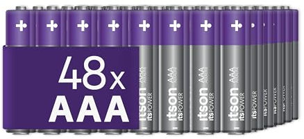 ITSON, Batterien AAA, 48 Stück, 1.5V, Alkaline Batterien, für Uhren, Taschenlampen, Fernbedienungen, umweltfreundliche Verpackung 95% recycelt