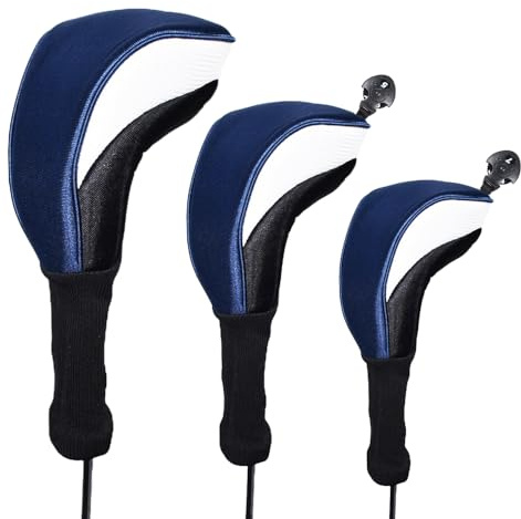 3pcs/Set Driver # 1 3 5 Fairway Wood Cover Golf Club Headcover (Blue white（3pcs）)