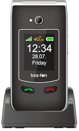 Beafon, SL645plus LTE (4G), Silverline, Seniorenhandy mit SOS Notruftaste, Klapphandy, Großtastentelefon, Gesprächsannahme & beenden Taste auf der Vorderseite, XXL Farbinnen- Außendisplay