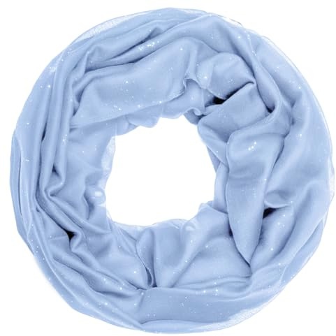 Van Der Rich ® - Sciarpa Tubolare Morbida con Paillettes Loop - Donna (Cielo)