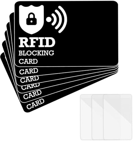 6 Piezas Tarjeta de bloqueo RFID, Tarjeta de Bloqueo RFID Ultrafina Protector de Tarjetas, Ofrezca Protección Completa para Tarjetas de Crédito, Billetera, Débito, Pasaporte etc Viene con 3 Tarjeteros