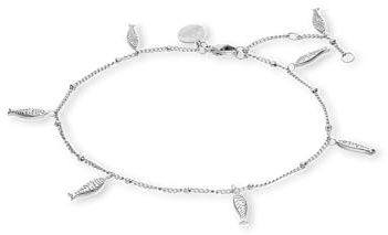 Purelei Vitamin Sea Cavigliera da donna, cavigliera regolabile in acciaio inossidabile con piccoli ciondoli di pesce, gioiello estivo per piedi per spiaggia, vacanza e sandali, 21–25 cm, idea regalo