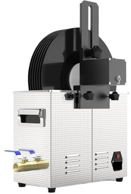 Ultraljudsrengöring, Ultraljudsrengöringsmaskin, Digital Cleaner Vinylskiva CD Lp 6,5L Tank 180W Legeringsfäste Lyftanordning Med Motor för rengöring av smycken(Black)