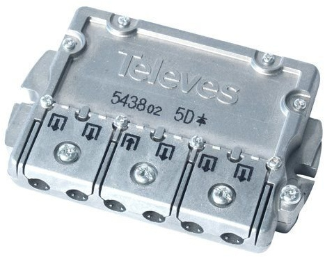 CABLEPELADO - Repartidor Distribuidor - Splitter - coaxial - conexión easyF - mínima amortiguación de señal - 5-2400mhz - 5 Salidas