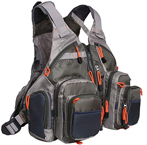 Waxaya Lightweight Fly Fishing Vest with Multi Pockets Adjustable Size Mesh Fishing Backpack for Men and Women(Green)