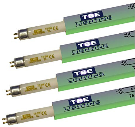 TBE Lighting T5 flugdödare rör – 4-pack – 6 W BL 368 nm insektsdödare UV-rör för insektsdödande – G5 2 stift basmontering – 225 mm längd