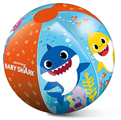 Mondo Toys - BABY SHARK Beach Ball - Strandball, aufblasbar 50 cm, verziert in den Farben - 16890