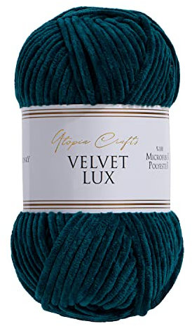 Utopia Crafts Velvet Lux Chenille Super Soft Chunky Yarn for Knitting and Crochet, 100g - 110m (Petrol Green)