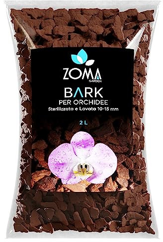 ZOMA GARDEN - Bark pour orchidées Premium - Écorce naturelle pour orchidées - Lavée, Stérilisée, 100% écologique - 2L (10/15MM)