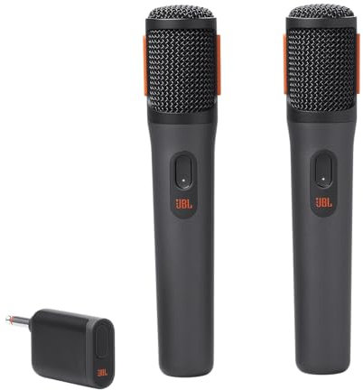JBL PartyBox Wireless Mic – Set mit zwei digitalen kabellosen Mikrofonen und eingebautem Popfilter – Zubehör für die JBL PartyBox – Karaoke für zuhause