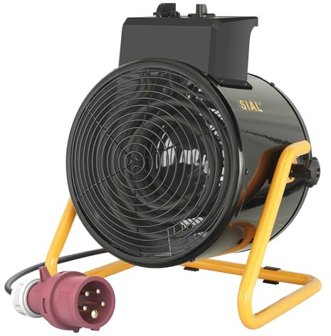 SIAL Industrial Electric Space Heater 5000W - Portable Fan Heater - For Rooms, Garages, Workshops or Construction Sites (Black)