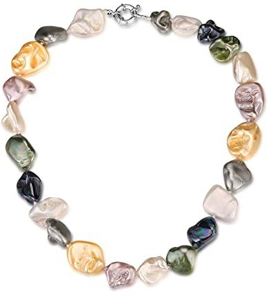 FULU AUTUMN Collana Donna Perline di Perle Collana Girocollo Grosse con Ciondolo Perle Bigiotteria Elegante Regalo per Mamma(08-Colorful)
