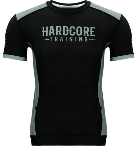 Hardcore Training Neocamp Rash Guard Men's Camisa de Compresión Hombre MMA BJJ Boxeo Fitness Grappling No Gi (FR/ES, Letras, XS, Regular, Regular, Black)