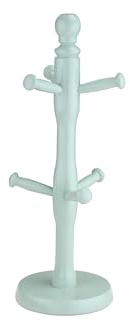 TOP SAVER Mug Tree Cup Holder Elegant Wooden Stand for Coffee Mugs & Tea Cups Stylish Space-Saving Beechwood Mug Holder with 6 Hooks (Mint)