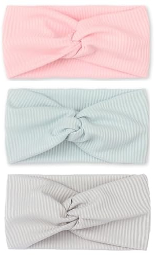 KGDUYC 3pcs bandeau bebe fille，Filles Bandeaux Extensible Nylon Bandeaux Fait Main Cheveux Accessoires pour Nouveau-né Nourrissons Tout-petits Enfants，bandeau bebe fille 0-3 mois (rose+gris+bleu)