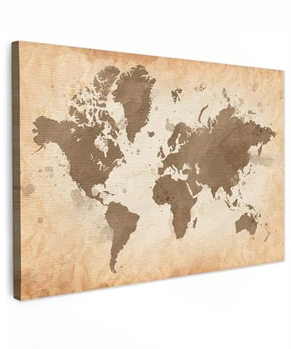 MuchoWow© Stampa Foto 90x60 cm Quadro Moderno Quadri Moderni Soggiorno Con Cornice Stampe Da Parete Camera Da Letto Matrimoniale Decorazione Canvas Mappa - Beige - Marrone