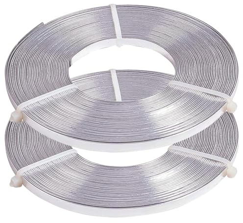 BENECREAT 20M x 5mm Filo Piatto per Gioielli Artigianali, Filo di Alluminio per Lunetta, Scolpire, Armatura, Creazione di Gioielli(Argento, Spessore 1 mm)