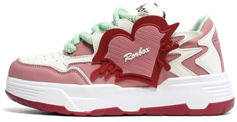 Baskets Skate Classiques Homme Femme Tige Cuir-Mesh Durable Semelle Caoutchouc Stable Plateforme épaisse Sneakers Mode,Terracottared,43 EU