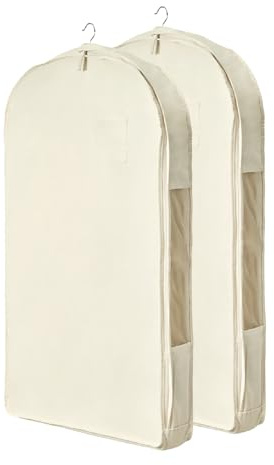 Paquete De 2 Fundas Para Ropa 100% Algodón, Fundas De Hombro Transpirables, Bolsas De Traje a Prueba De Polvo Para Vestidor, Bolsas De Vestir Largas, Fundas Antipolvo Para Traje, Chaquet(Size:60×90cm)