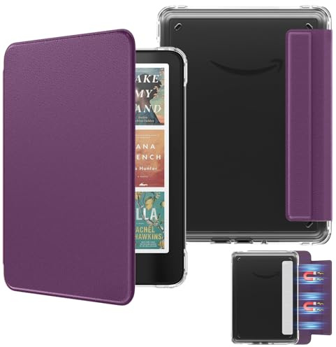 MoKo Detachable Magnetic Case for All-new 7 Paperwhite 12th Generation 2024&Colorsoft 2024/2025,Ultra Clear Back Scratch-Proof Light & Shell Cover with Auto Wake/Sleep,Not fit BOOX & Kobo,Deep Purple