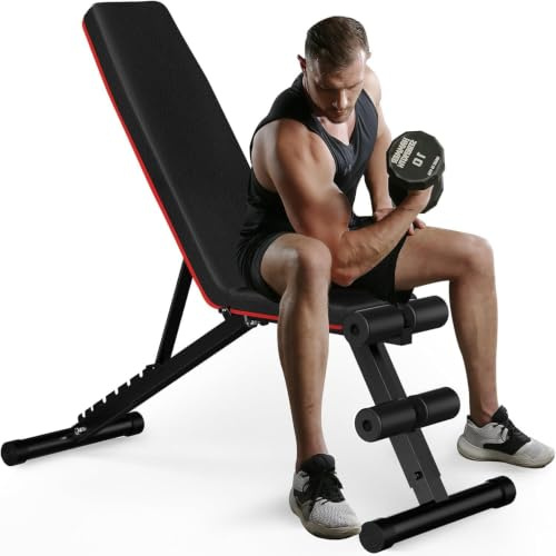 HBTower Banc Musculation Pliable 8-en-1, Banc de Musculation Réglable pour Entraînement Complet à la Maison, Banc Incliné Robuste en Acier, Capacité de Charge Statique 300KG