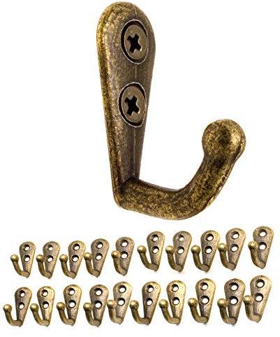 Fuxxer® 20x Antike Garderoben-Haken, Bilder-Haken, Eisen-Haken, Bronze Design, 20er Set