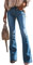 Minetom Schlaghosen Damen Jeans Hosen Stretch Skinny Destroyed Style Denim Jeanshose Retro Hohe Taille Flared Pants Blau L