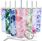 Tumbler Edelstahl-Kaffeetasse – THILY 780 ml dreifach isolierter Reisebecher mit spritzwassergeschütztem Deckel, wiederverwendbar, für Eiswasser und Heißgetränke, Smoothie-Becher, Roter Lotus