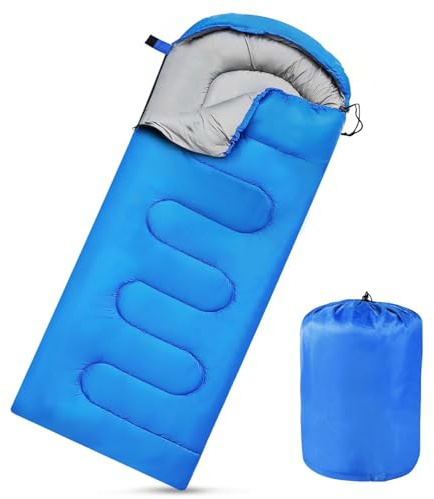 Camping Sleeping Bags for Adults Kids Waterproof Lightweight Sleeping Bag for Cold Weather or Warm Backpacking Hiking Mountaineering Indoor Outdoor Use (Blue)