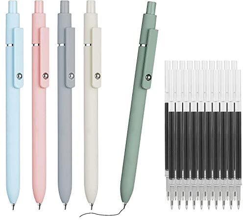 Joyseedi 5 Stück Gelstifte kugelschreiber Set, mit 20 Minen Schnell Trocknende Tinte 0,5 mm Feine Spitze Druckkugel-Gelstifte Schwarz Stifte Gel Glattes Schreiben für Schule Büro Zuhause