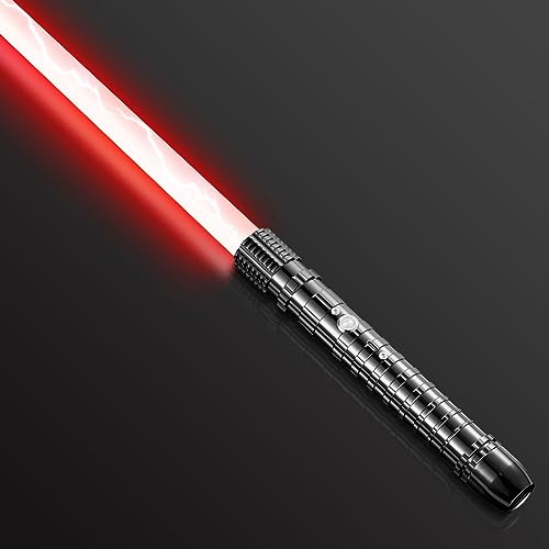 Ricyea Ljussvärd, RGB 11 färger lasersvärd med aluminiumsvärdhandtag, USB-uppladdningsbar FX ljussabel med ljudeffekt, lasersvärd för halloween, cosplay, presenter för barn och vuxna (svart)