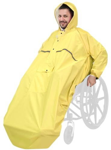 Anyoo Housse imperméable pour fauteuil roulant avec manches, poncho de pluie léger avec élastiques offrant une protection sèche pour fauteuils roulants, unisexe, taille unique