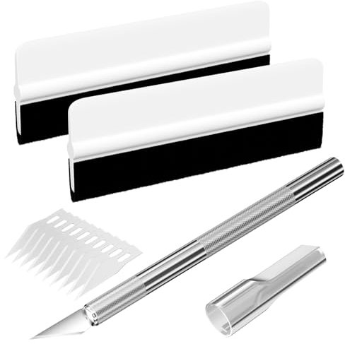 Traxenta Spatola Pellicole Adesive, Spatola per Cartas Parati, Kit Spatola Wrapping, Kit Oscuramento Vetri Auto, Kit Applicazione Adesivi Auto, Viene Fornito con 10 Lame, per Incisione Artigianales