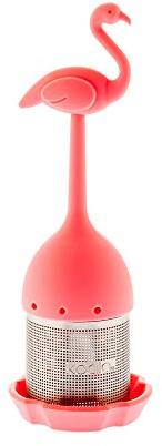 (8 unità) Infusore per tè divertente, a forma di fenicottero, base antigoccia in silicone