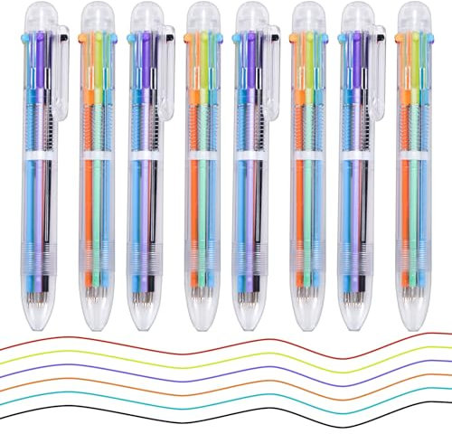 LAOYE 8PCS Mehrfarbiger Kugelschreiber 6in1 Mehrfarbiger Stifte 6 Farben Kugelschreiber bunt Druckkugelschreiber Multicolor Pen für Büro Schulbedarf Studenten Kinder Krankenschwestern Geschenk