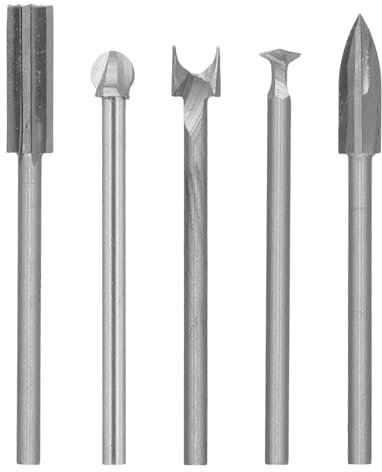Juego de 5 fresas de madera, compatibles con Dremel, vástago de 3 mm, para bricolaje, carpintería, tallado, grabado y perforación, fresa de metal duro