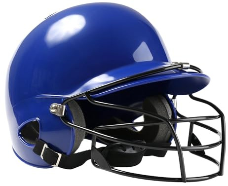 Pegciuho Casque de Baseball avec Protection Faciale, Absorbe Les Chocs, Casque de Softball D'extérieur pour Hommes et Femmes, Bleu