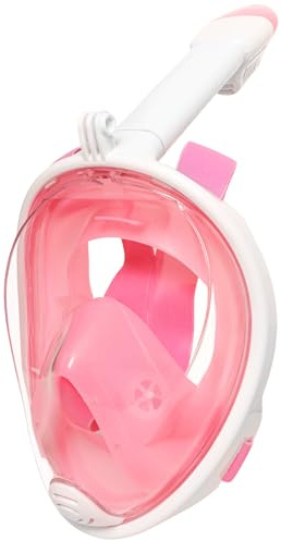 Jsdoin Maschera da Snorkeling Pieno Facciale,Maschera Subacquea con Visuale Panoramica 180° Design,Antiappannamento e Design Pieghevole per Adulti Bambini (Bianco Rosa, XS)