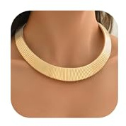 YANCHUN Collana vistosa in oro massiccio per donne, collana choker in oro delicata, collane con collo grosso, gioielli etnici, tribù africana, collana choker larga in metallo, Metallo, Nessuna pietra