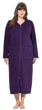 Ulla Popken Damen große Größen Übergrößen Plus Size Bademantel, 2-Wege-Zipper, Frottee, Langarm