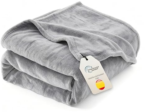 AiTodos®Mantas para Cama de Microfibra - 200x150 cm, Aumentar Manta de Franela, Manta Multiusos para Sofá Cama yOficina, Suave, Cálida y Lavable a Máquina (Gris)