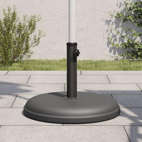 Teenpull mörkgrå parasollstativ rund, 25 kg betongfyllning, för Ø 32/35/38 mm mast, stabilt stativ för trädgård, terrass och utomhusbruk