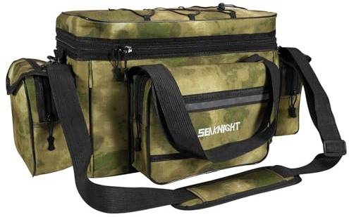 Seaknight Fishing Bag Single Shoulder Carp Fishing Tackle Bags Holdall Sea Fishing Bag Camouflage Outdoor Carryall Bag Hiking Travel Pack (L - Camou Yellow)