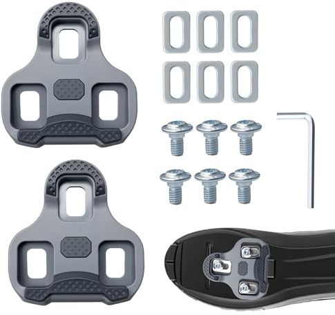 Pédales Vélo Route Compatibles pour Look Keo, Cales Chaussures Vélo, Angle Réglable 4.5°, pour Cyclistes de Route et Course(Gris)