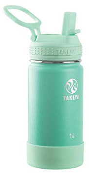 TAKEYA 51138 Kids Actives Stainless Steel Insulated Water Bottle with Straw Lid, 18/8, Seafoam