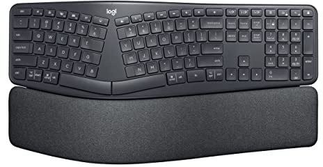 Logitech ERGO K860 Wireless Ergonomic Keyboard for Business - Split Keyboard Layout, Wrist Rest, Natural Typing, Windows/Mac/Chrome/Linux, Logi Bolt USB Receiver, Bluetooth, QWERTY SE layout- Grey